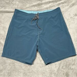 Birdwell Beach Britches Board Shorts Mens 37 Turquoise Blue USA Made Swim Trunks
